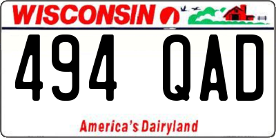 WI license plate 494QAD