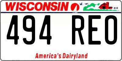 WI license plate 494REO