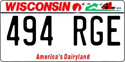 WI license plate 494RGE
