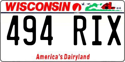 WI license plate 494RIX