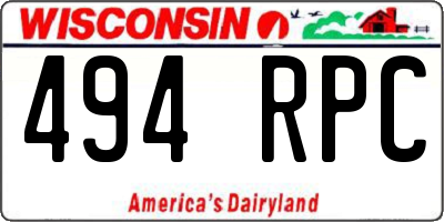 WI license plate 494RPC
