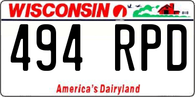 WI license plate 494RPD