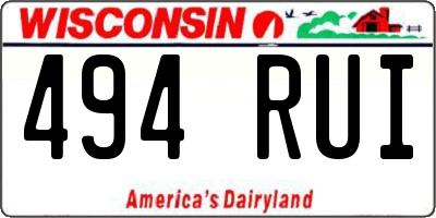 WI license plate 494RUI