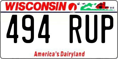 WI license plate 494RUP