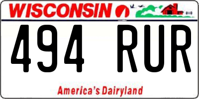 WI license plate 494RUR