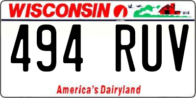 WI license plate 494RUV