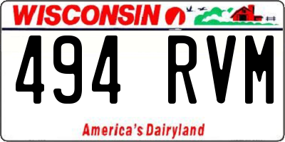 WI license plate 494RVM