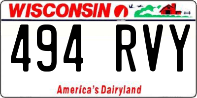 WI license plate 494RVY
