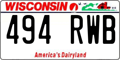WI license plate 494RWB