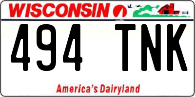 WI license plate 494TNK