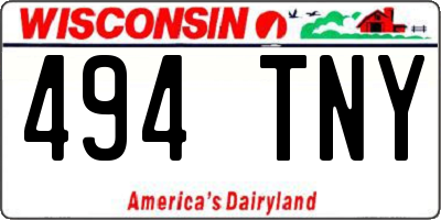 WI license plate 494TNY