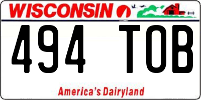 WI license plate 494TOB