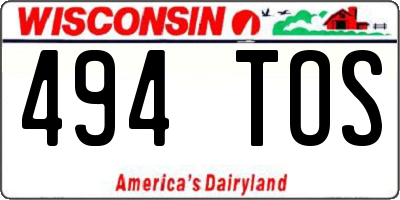 WI license plate 494TOS