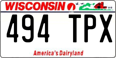 WI license plate 494TPX