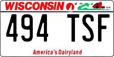 WI license plate 494TSF