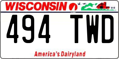 WI license plate 494TWD