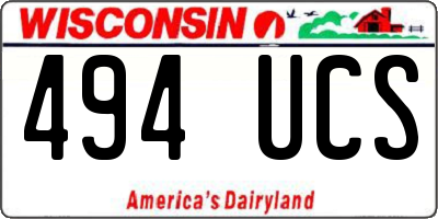 WI license plate 494UCS