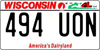 WI license plate 494UON