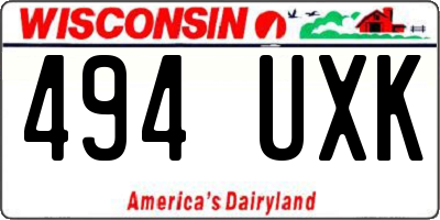 WI license plate 494UXK