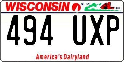 WI license plate 494UXP