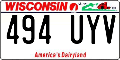 WI license plate 494UYV