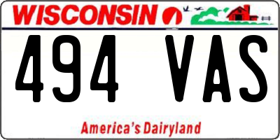 WI license plate 494VAS