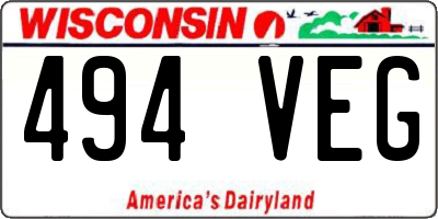 WI license plate 494VEG