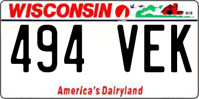 WI license plate 494VEK
