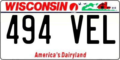 WI license plate 494VEL