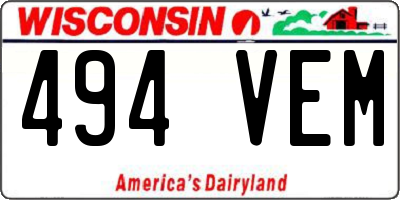 WI license plate 494VEM