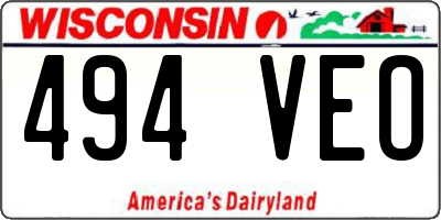WI license plate 494VEO