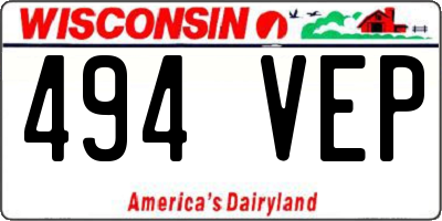 WI license plate 494VEP