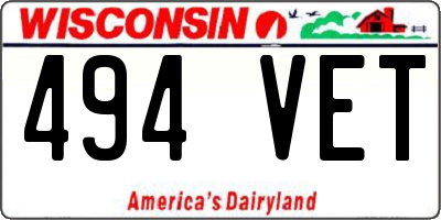 WI license plate 494VET