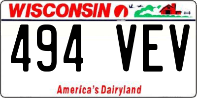 WI license plate 494VEV