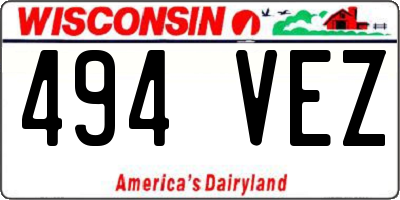 WI license plate 494VEZ