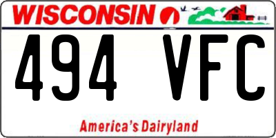 WI license plate 494VFC