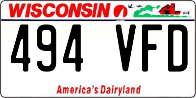 WI license plate 494VFD