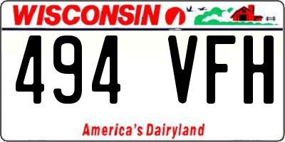 WI license plate 494VFH