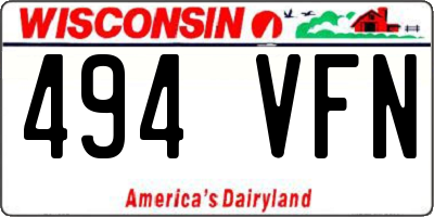WI license plate 494VFN