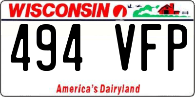 WI license plate 494VFP