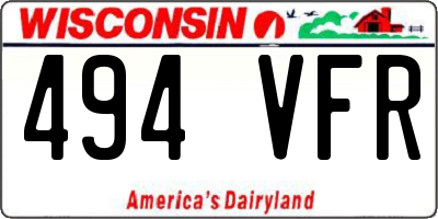 WI license plate 494VFR