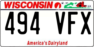 WI license plate 494VFX