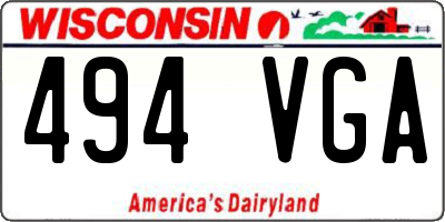 WI license plate 494VGA