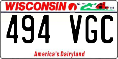WI license plate 494VGC
