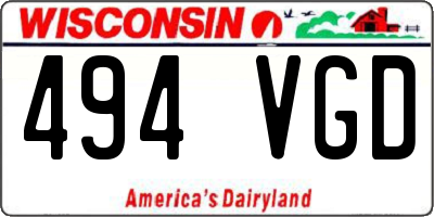 WI license plate 494VGD