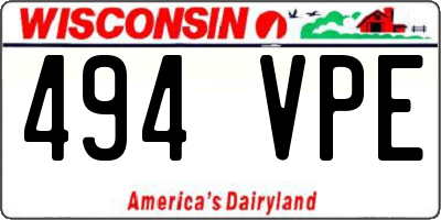 WI license plate 494VPE