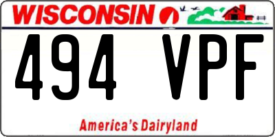 WI license plate 494VPF