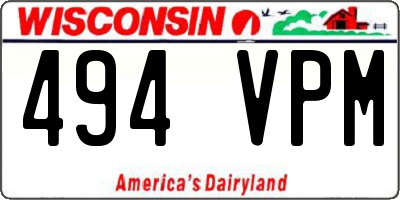 WI license plate 494VPM