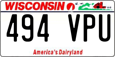 WI license plate 494VPU