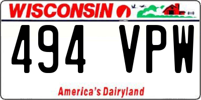 WI license plate 494VPW